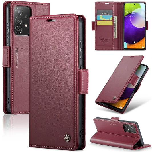 For Samsung Galaxy A52/A52s 5G CaseMe 023 Butterfly Buckle Litchi Texture RFID Anti-theft Leather Phone Case(Wine Red) - Galaxy Phone Cases by CaseMe | Online Shopping UK | buy2fix