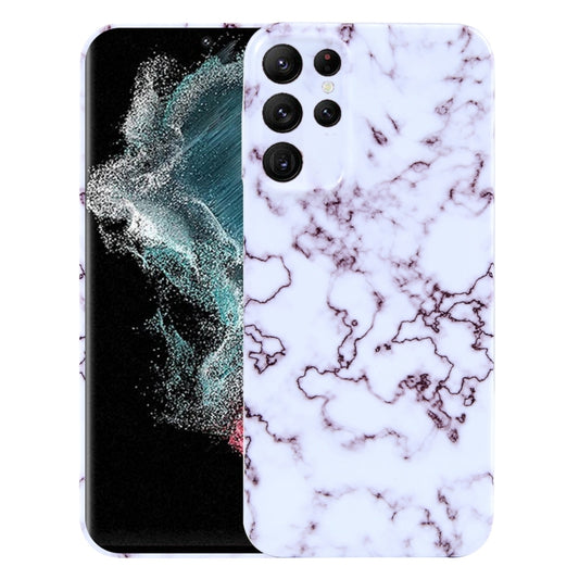 For Samsung Galaxy S22 Ultra 5G Marble Pattern Phone Case(Red White) - Galaxy S22 Ultra 5G Cases by buy2fix | Online Shopping UK | buy2fix
