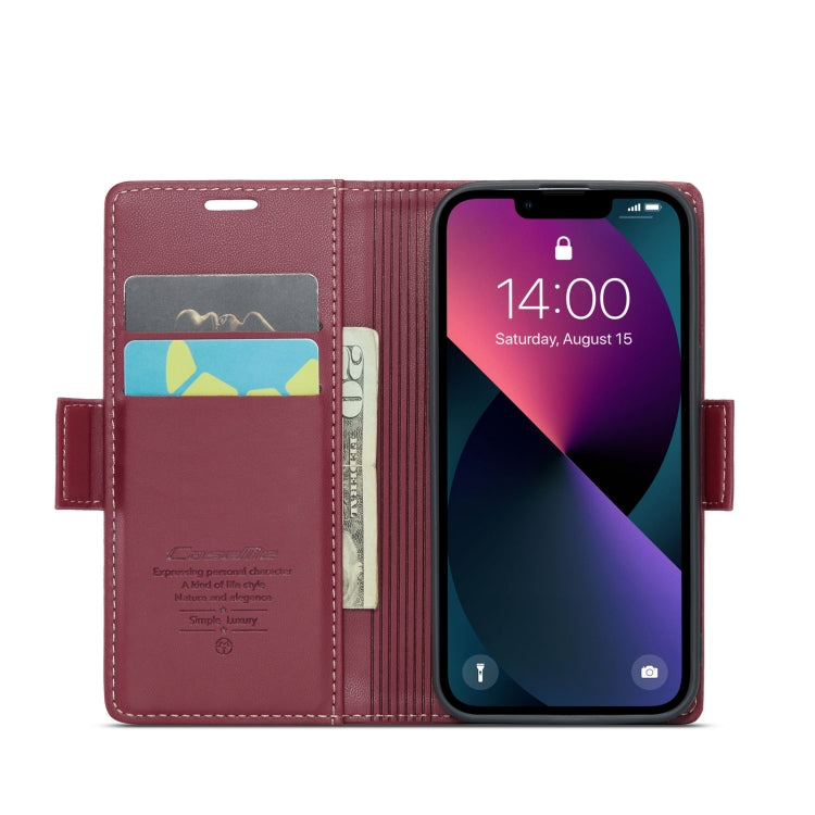 For iPhone 13 mini CaseMe 023 Butterfly Buckle Litchi Texture RFID Anti-theft Leather Phone Case(Wine Red) - iPhone 13 mini Cases by CaseMe | Online Shopping UK | buy2fix