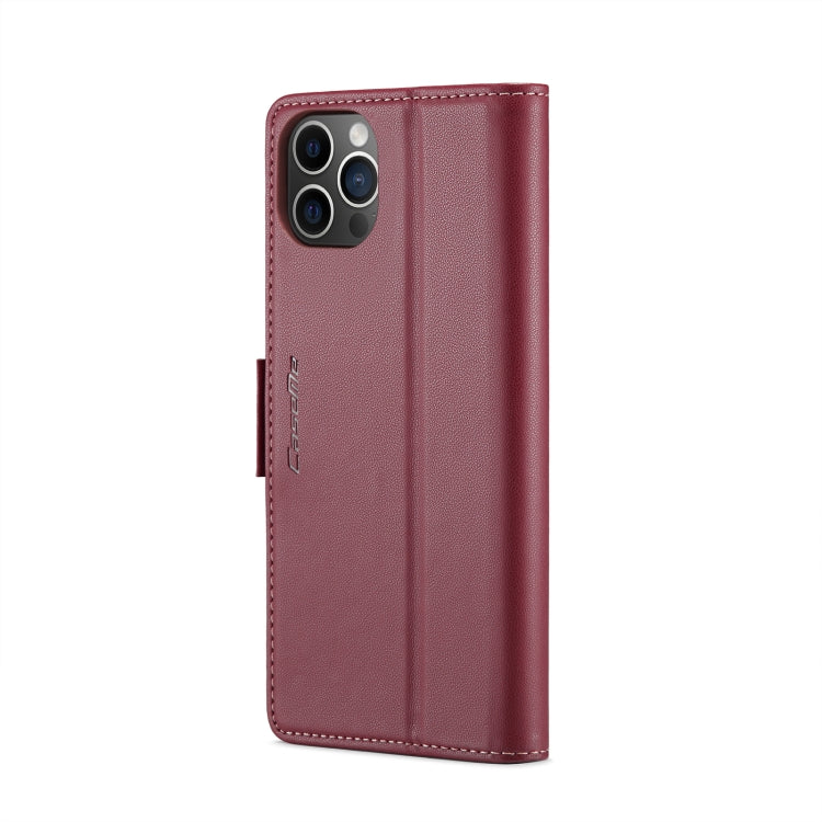 For iPhone 12 Pro Max CaseMe 023 Butterfly Buckle Litchi Texture RFID Anti-theft Leather Phone Case(Wine Red) - iPhone 12 Pro Max Cases by CaseMe | Online Shopping UK | buy2fix