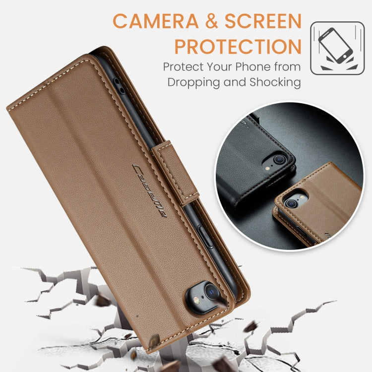 For iPhone SE 2022/SE 2020/6/7/8 CaseMe 023 Butterfly Buckle Litchi Texture RFID Anti-theft Leather Phone Case(Brown) - More iPhone Cases by CaseMe | Online Shopping UK | buy2fix