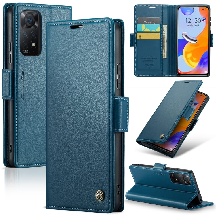 CaseMe 023 Butterfly Buckle Litchi Texture RFID Anti-theft Leather Phone Case For Xiaomi Redmi Note 11 Pro 5G Global/Redmi Note 11 Pro Global(Blue) - Redmi Note 11 Pro Case by CaseMe | Online Shopping UK | buy2fix