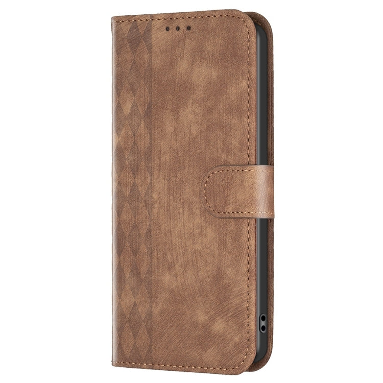 For Xiaomi 11i / Redmi K40 Plaid Embossed Leather Phone Case(Brown) - Xiaomi Cases by buy2fix | Online Shopping UK | buy2fix