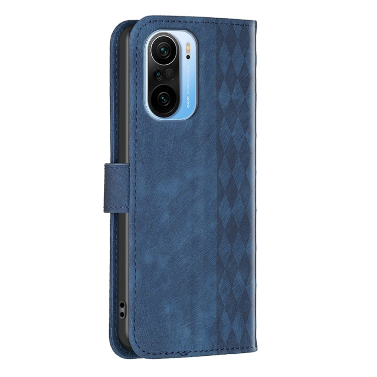 For Xiaomi 11i / Redmi K40 Plaid Embossed Leather Phone Case(Blue) - Xiaomi Cases by buy2fix | Online Shopping UK | buy2fix