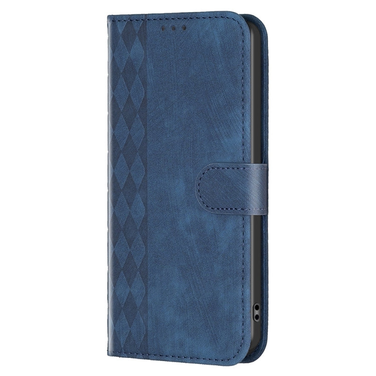 For Xiaomi 12 Plaid Embossed Leather Phone Case(Blue) - 12 Cases by buy2fix | Online Shopping UK | buy2fix