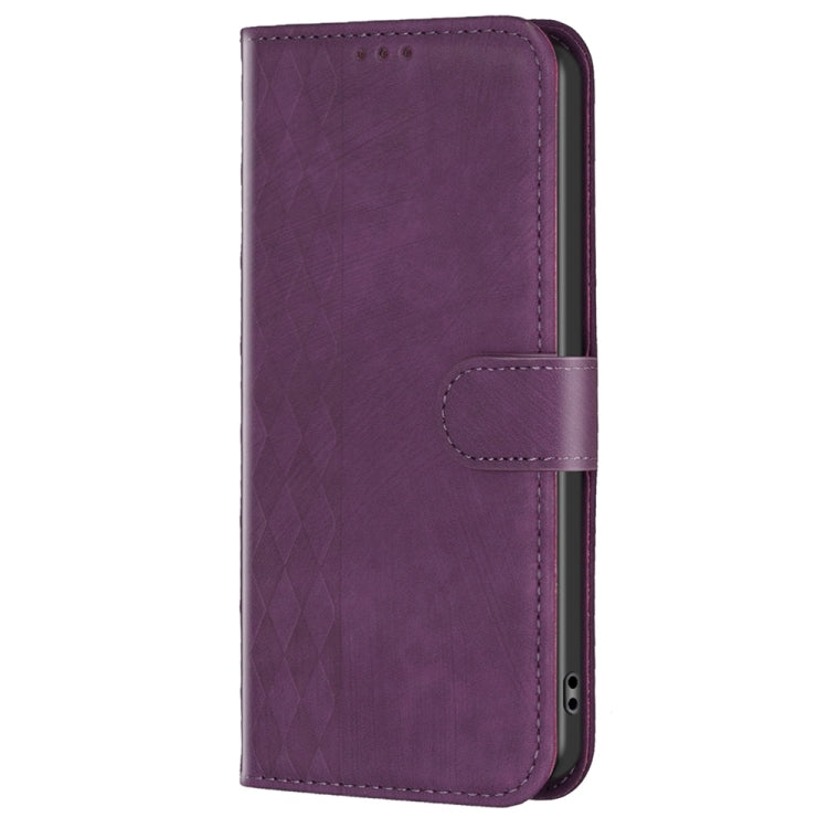 For Xiaomi 13 Lite 5G / Civi 2 Plaid Embossed Leather Phone Case(Purple) - 13 Lite Cases by buy2fix | Online Shopping UK | buy2fix