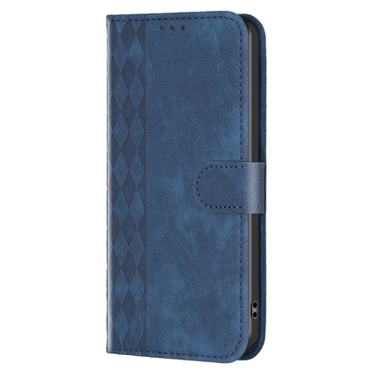 For Xiaomi Redmi 9C Plaid Embossed Leather Phone Case(Blue) - Xiaomi Cases by buy2fix | Online Shopping UK | buy2fix