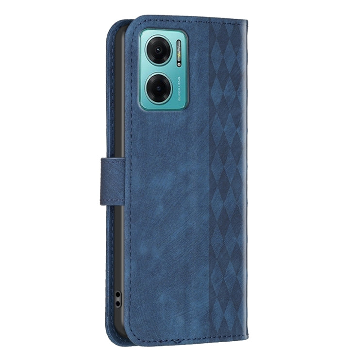 For Xiaomi Redmi 10 5G / Note 11E Plaid Embossed Leather Phone Case(Blue) - Xiaomi Cases by buy2fix | Online Shopping UK | buy2fix