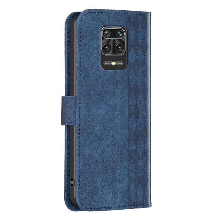 For Xiaomi Redmi Note 9 Pro Plaid Embossed Leather Phone Case(Blue) - Xiaomi Cases by buy2fix | Online Shopping UK | buy2fix