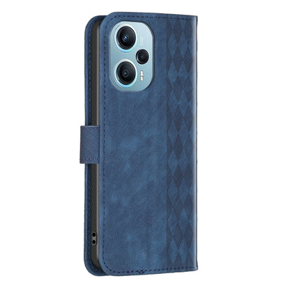 For Xiaomi Poco F5 5G / Redmi Note 12 Turbo Plaid Embossed Leather Phone Case(Blue) - Xiaomi Cases by buy2fix | Online Shopping UK | buy2fix