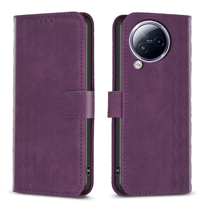 For Xiaomi Civi 3 5G Plaid Embossed Leather Phone Case(Purple) - Xiaomi Cases by buy2fix | Online Shopping UK | buy2fix