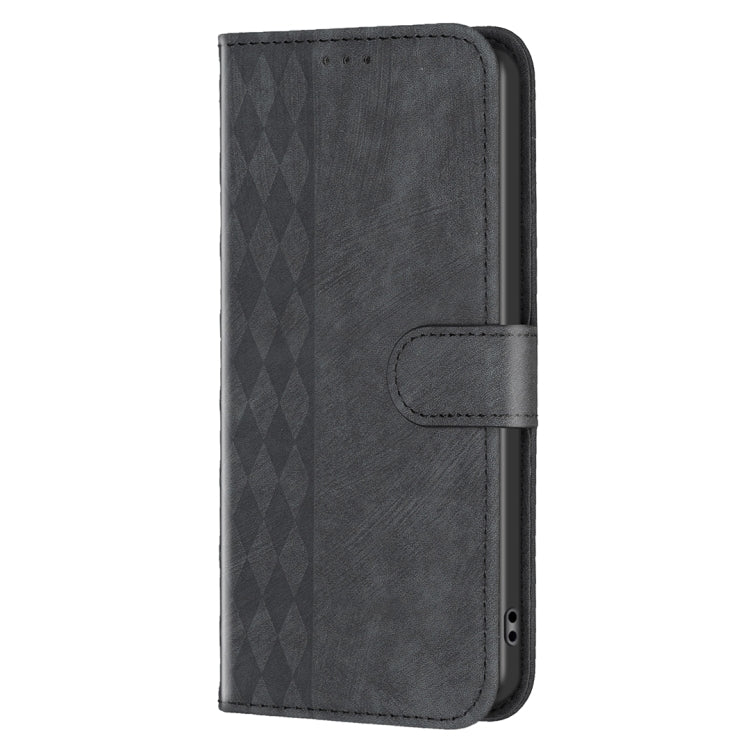 For Xiaomi Redmi 12 4G Plaid Embossed Leather Phone Case(Black) - Xiaomi Cases by buy2fix | Online Shopping UK | buy2fix