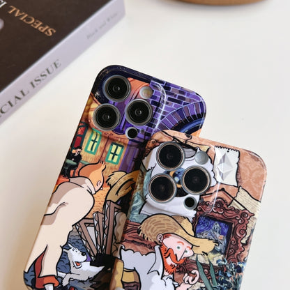 For iPhone 14 Pro Max Precise Hole Oil Painting Pattern PC Phone Case(Tobacco Pipe) - iPhone 14 Pro Max Cases by buy2fix | Online Shopping UK | buy2fix