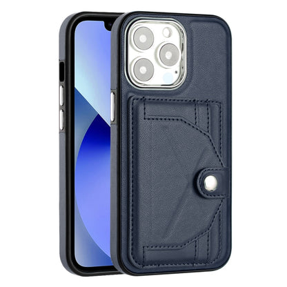 For iPhone 13 Pro Shockproof Leather Phone Case with Card Holder(Blue) - iPhone 13 Pro Cases by buy2fix | Online Shopping UK | buy2fix