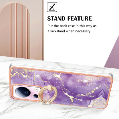 For Xiaomi 13 Lite 5G Electroplating Marble IMD TPU Phone Case with Ring Holder(Purple 002) - 13 Lite Cases by buy2fix | Online Shopping UK | buy2fix