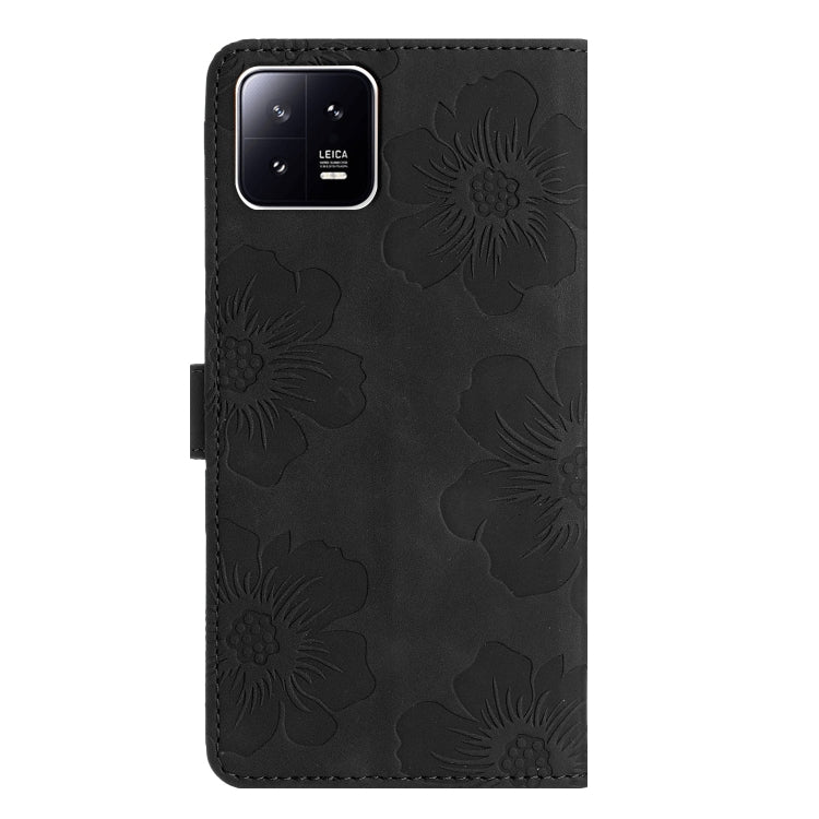 For Xiaomi 13 Pro Flower Embossing Pattern Leather Phone Case(Black) - 13 Pro Cases by buy2fix | Online Shopping UK | buy2fix