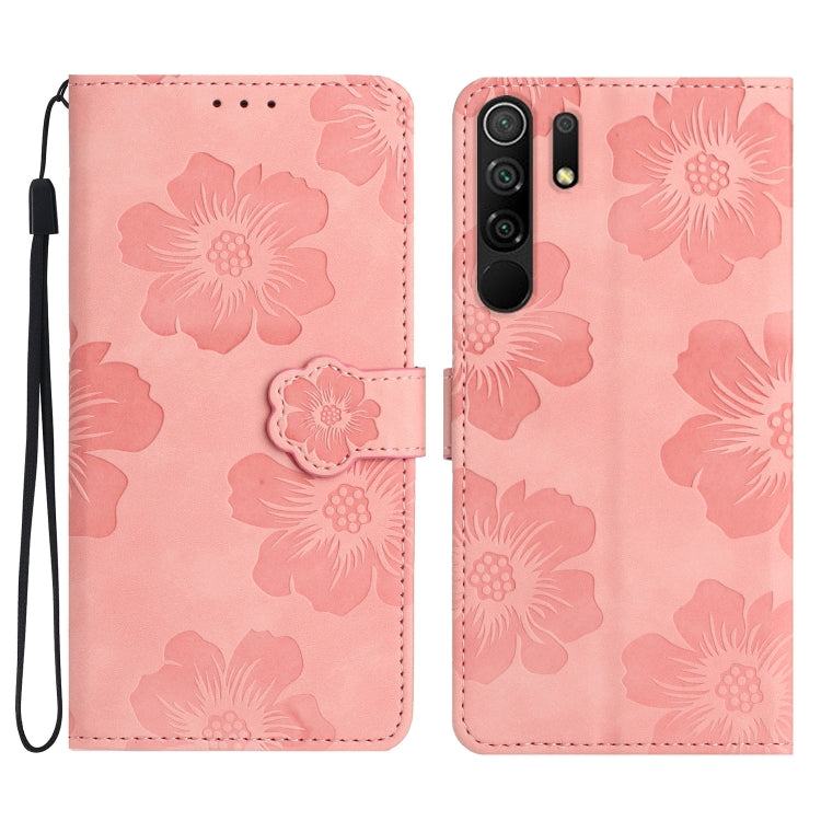 For Xiaomi Redmi 9 Flower Embossing Pattern Leather Phone Case(Pink) - Xiaomi Cases by buy2fix | Online Shopping UK | buy2fix