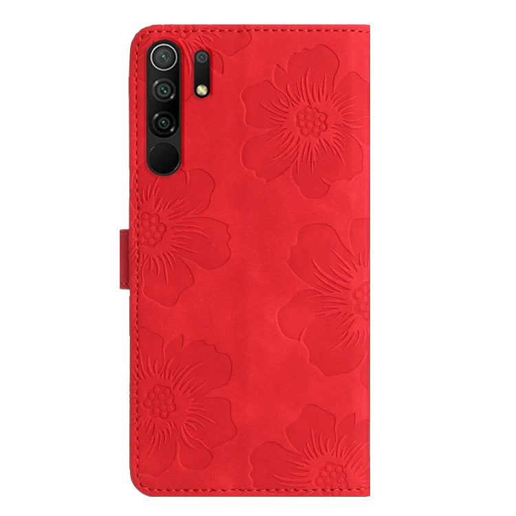 For Xiaomi Redmi 9 Flower Embossing Pattern Leather Phone Case(Red) - Xiaomi Cases by buy2fix | Online Shopping UK | buy2fix