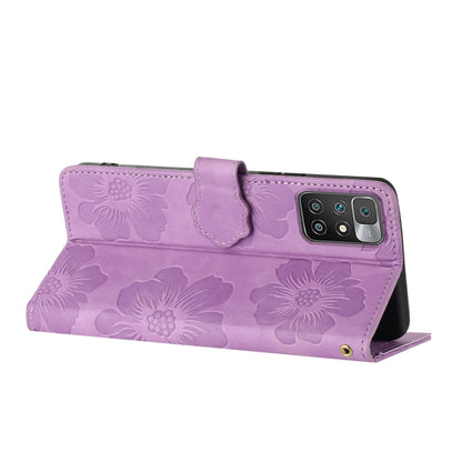 For Xiaomi Redmi 10 Flower Embossing Pattern Leather Phone Case(Purple) - Xiaomi Cases by buy2fix | Online Shopping UK | buy2fix