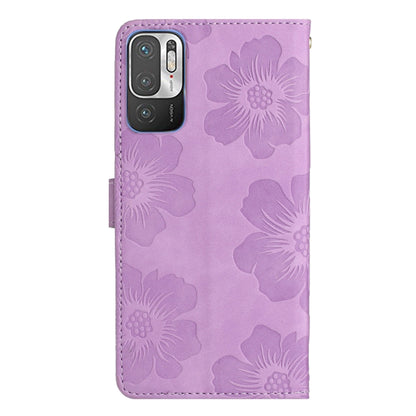 For Xiaomi Redmi Note 10 5G Flower Embossing Pattern Leather Phone Case(Purple) - Xiaomi Cases by buy2fix | Online Shopping UK | buy2fix