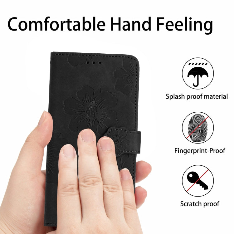 For Xiaomi Redmi Note 12S Flower Embossing Pattern Leather Phone Case(Black) - Xiaomi Cases by buy2fix | Online Shopping UK | buy2fix