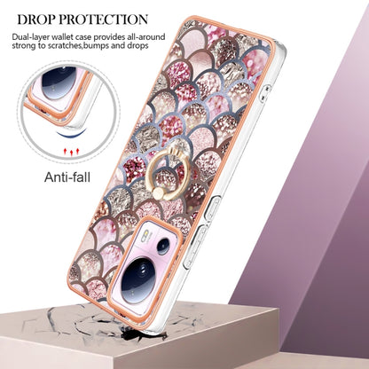 For Xiaomi 13 Lite 5G Electroplating IMD TPU Phone Case with Ring(Pink Scales) - 13 Lite Cases by buy2fix | Online Shopping UK | buy2fix