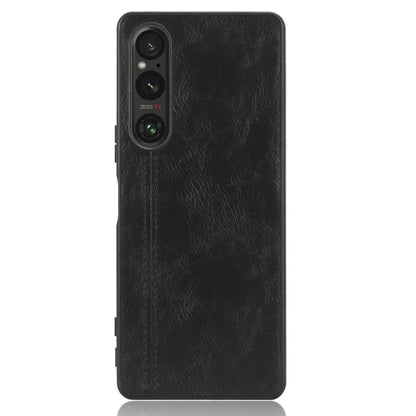 For Sony Xperia 1 V Sewing Cow Pattern Skin PC + PU + TPU Phone Case(Black) - Sony Cases by buy2fix | Online Shopping UK | buy2fix