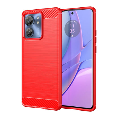 For Motorola Edge 40 Brushed Texture Carbon Fiber TPU Phone Case(Red) - Motorola Cases by buy2fix | Online Shopping UK | buy2fix