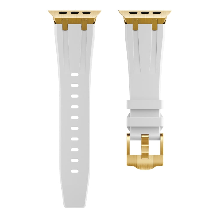 AP Silicone Watch Band For Apple Watch 2 38mm(Gold White) - Watch Bands by buy2fix | Online Shopping UK | buy2fix