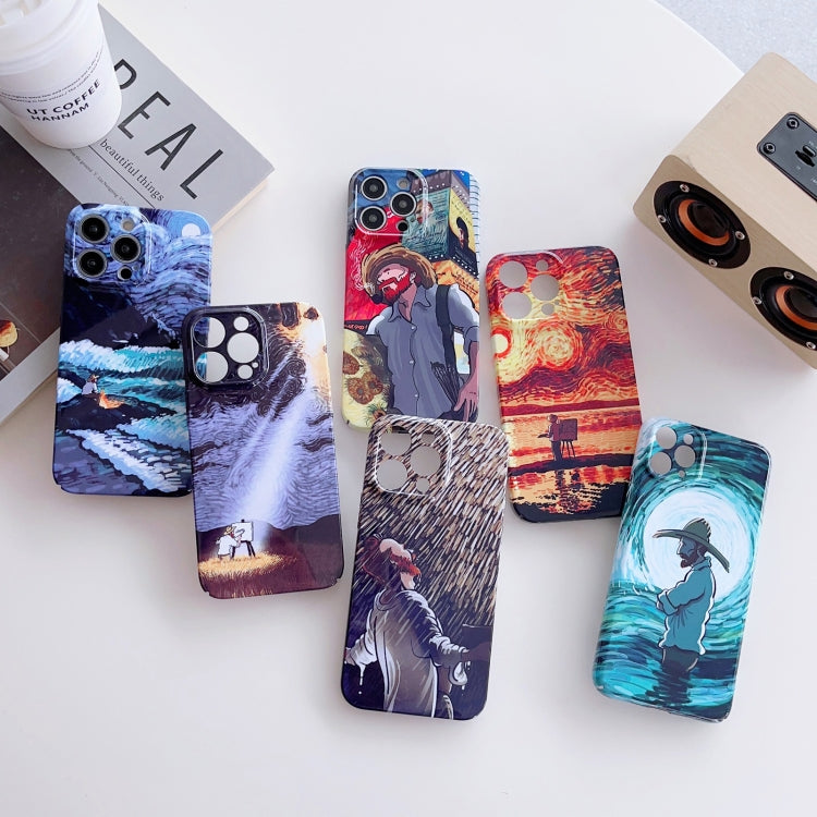 For iPhone 13 Pro Precise Hole Oil Painting Pattern PC Phone Case(Sea Wave) - iPhone 13 Pro Cases by buy2fix | Online Shopping UK | buy2fix