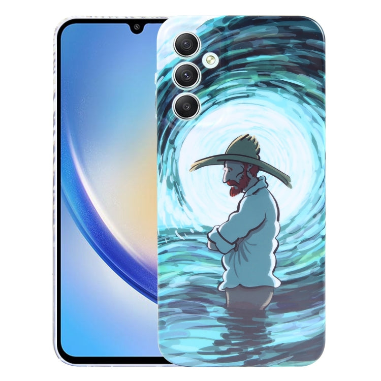 For Samsung Galaxy A34 5G Precise Hole Oil Painting Pattern PC Phone Case(Thinker) - Galaxy Phone Cases by buy2fix | Online Shopping UK | buy2fix