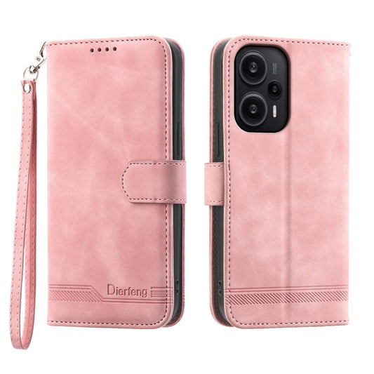 For Xiaomi Redmi Note 12 Turbo 5G/Poco F5 Dierfeng Dream Line TPU + PU Leather Phone Case(Pink) - Xiaomi Cases by buy2fix | Online Shopping UK | buy2fix