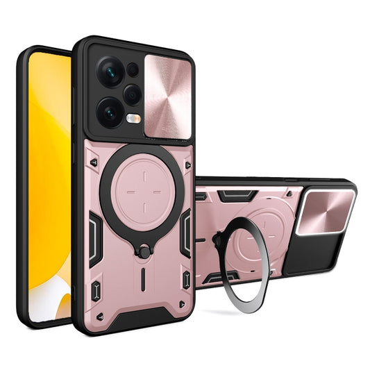 For Xiaomi Redmi Note 12 Pro 5G CD Texture Sliding Camshield Magnetic Holder Phone Case(Pink) - Note 12 Pro Cases by buy2fix | Online Shopping UK | buy2fix