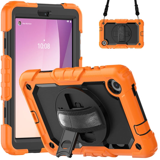For Lenovo Tab M8 4th Gen Silicone Hybrid PC Tablet Case with Shoulder Strap(Orange) - For Lenovo by buy2fix | Online Shopping UK | buy2fix