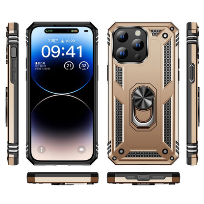 For iPhone 15 Plus Shockproof TPU + PC Phone Case with Holder(Gold) - iPhone 15 Plus Cases by buy2fix | Online Shopping UK | buy2fix