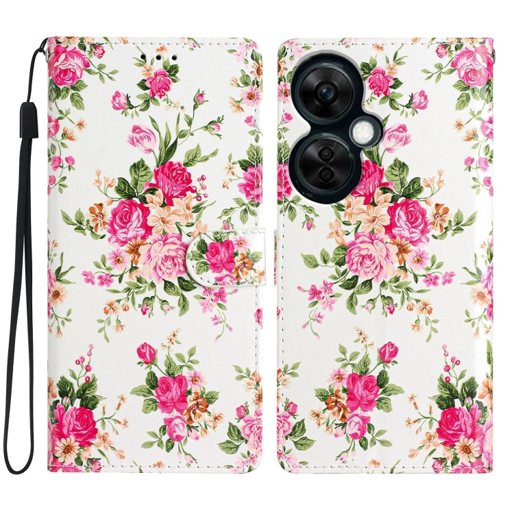 For OnePlus Nord CE 3 Lite 5G Colored Drawing Leather Phone Case(Peonies) - OnePlus Cases by buy2fix | Online Shopping UK | buy2fix