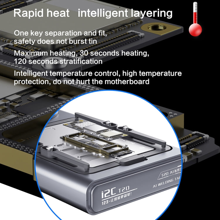 i2C T20 Intelligent Motherboard Middle Layered Heating Platform For iPhone X-13 Series, Plug:US - Repair Platform by i2C | Online Shopping UK | buy2fix