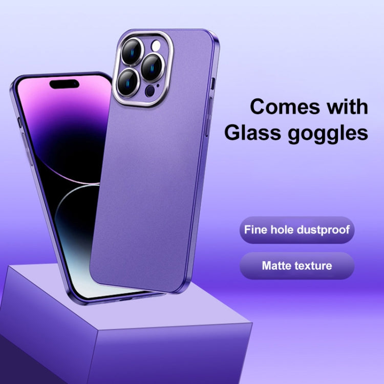 For iPhone 14 Plus Frosted Metal Material Phone Case with Lens Protection(Dark Blue) - iPhone 14 Plus Cases by buy2fix | Online Shopping UK | buy2fix
