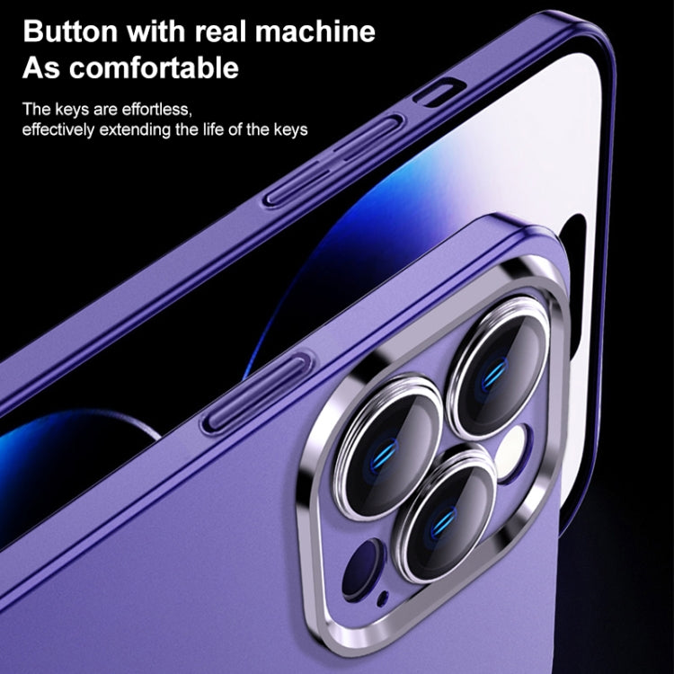 For iPhone 14 Plus Frosted Metal Material Phone Case with Lens Protection(Light Blue) - iPhone 14 Plus Cases by buy2fix | Online Shopping UK | buy2fix