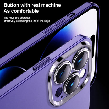 For iPhone 12 Frosted Metal Material Phone Case with Lens Protection(Dark Blue) - iPhone 12 / 12 Pro Cases by buy2fix | Online Shopping UK | buy2fix