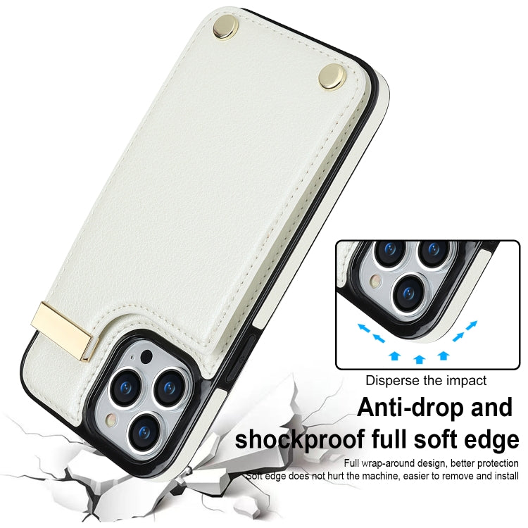 For iPhone 11 Pro Metal Buckle Card Slots Phone Case(White) - iPhone 11 Pro Cases by buy2fix | Online Shopping UK | buy2fix