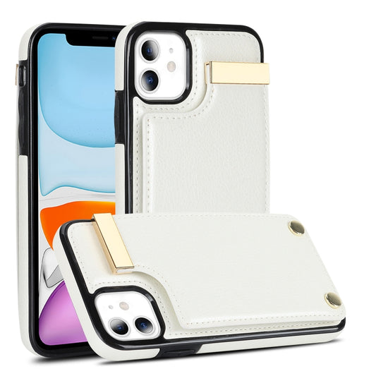 For iPhone 11 Metal Buckle Card Slots Phone Case(White) - iPhone 11 Cases by buy2fix | Online Shopping UK | buy2fix