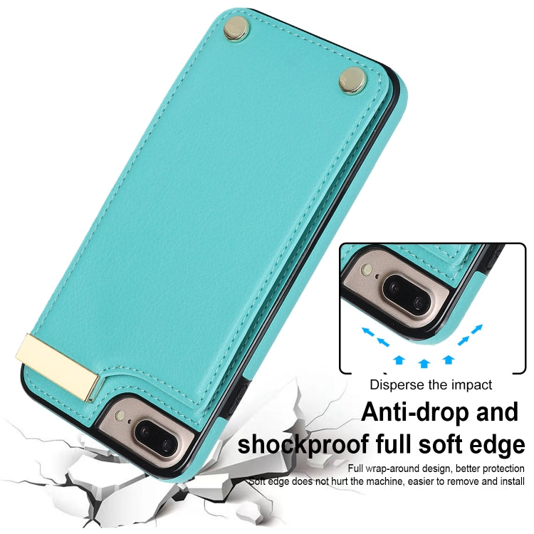 For iPhone 8 Plus / 7 Plus Metal Buckle Card Slots Phone Case(Green) - More iPhone Cases by buy2fix | Online Shopping UK | buy2fix