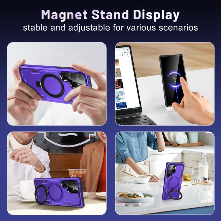 For Samsung Galaxy S23+ 5G Patronus MagSafe Magnetic Holder Phone Case(Purple) - Galaxy S23+ 5G Cases by buy2fix | Online Shopping UK | buy2fix