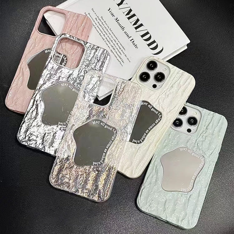 For iPhone 14 Pro Embossed Rock Texture Mirror TPU Phone Case(Space Silver) - iPhone 14 Pro Cases by buy2fix | Online Shopping UK | buy2fix