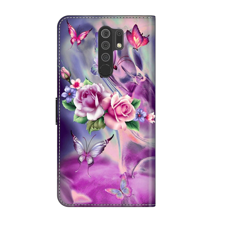 For Xiaomi Redmi 9 Crystal 3D Shockproof Protective Leather Phone Case(Butterfly) - Xiaomi Cases by buy2fix | Online Shopping UK | buy2fix