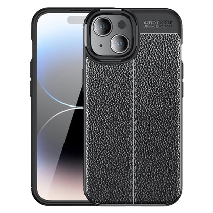 For iPhone 15 Litchi Texture Shockproof TPU Phone Case(Black) - iPhone 15 Cases by buy2fix | Online Shopping UK | buy2fix