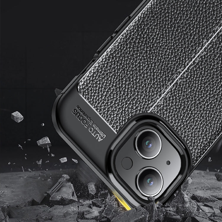 For iPhone 15 Litchi Texture Shockproof TPU Phone Case(Black) - iPhone 15 Cases by buy2fix | Online Shopping UK | buy2fix