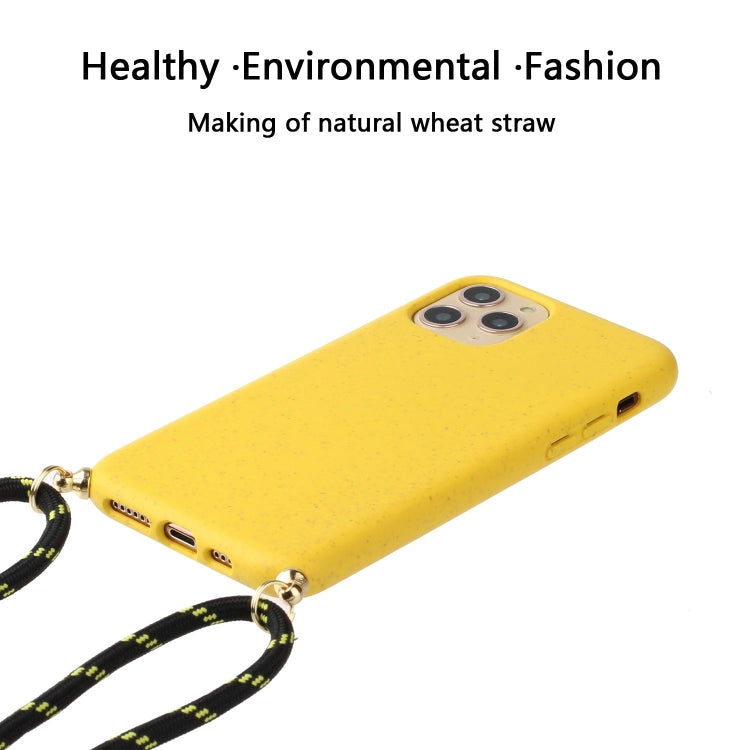 For iPhone 15 Pro Wheat Straw Material + TPU Phone Case with Lanyard(Yellow) - iPhone 15 Pro Cases by buy2fix | Online Shopping UK | buy2fix