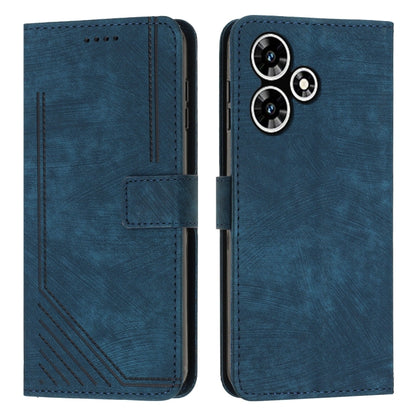 For Infinix Hot 30 Play NFC Skin Feel Stripe Pattern Leather Phone Case with Lanyard(Blue) - Infinix Cases by buy2fix | Online Shopping UK | buy2fix